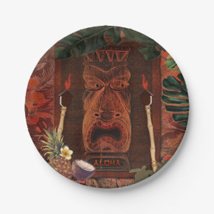 Assiettes En Carton Fête d'anniversaire Tiki Aloha Hawaïen Luau Vintag