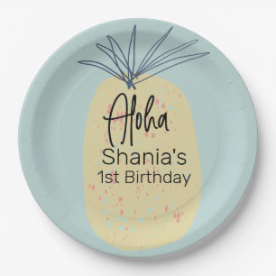 Assiettes En Carton Fête d'anniversaire tropicale estivale à l'ananas