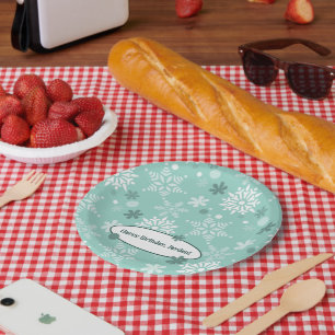 Assiettes En Carton Fête d'anniversaire turquoise-bleu d'hiver