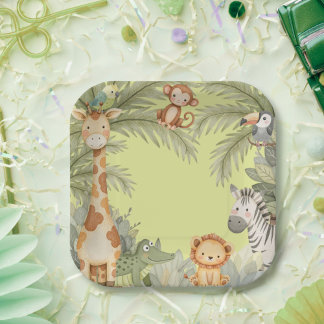 Assiettes En Carton Fête d'anniversaire Wild One Jungle Animaux
