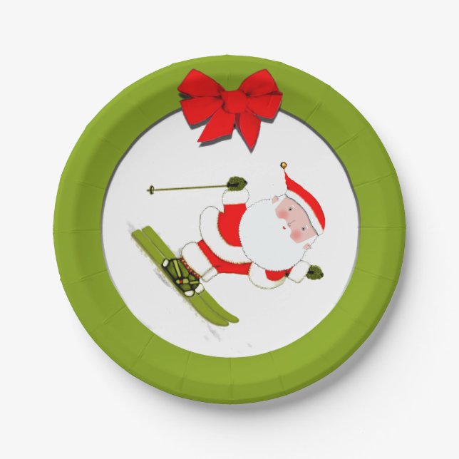 Assiettes En Carton Fête d'après-ski de Noël (Devant)