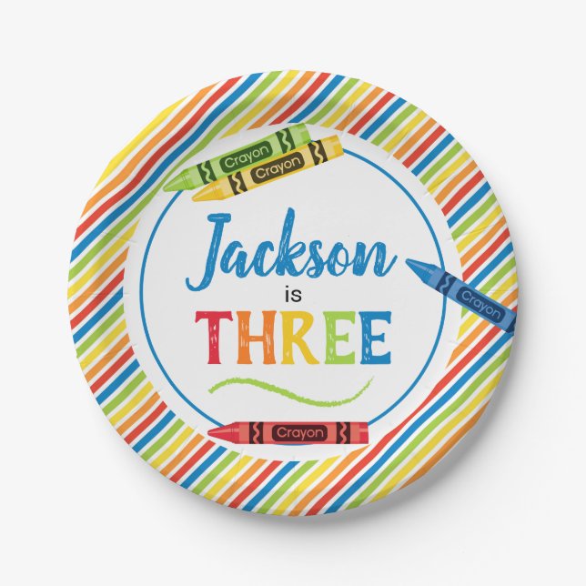 Assiettes En Carton Fête d'art colorée Crayon Anniversaire (Devant)