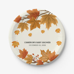 Assiettes En Carton Fête d'automne aux feuilles tombantes aquarelle ru