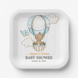 Assiettes En Carton Fête de Baby Shower avec un adorable ours en peluc