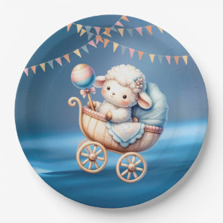 Assiettes En Carton Fête de Baby Shower Douce Petite Lampe Colorée