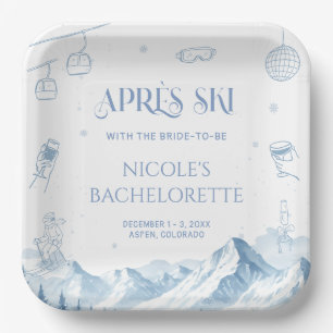 Assiettes En Carton Fête de Bachelorette d'Hiver Après-Ski