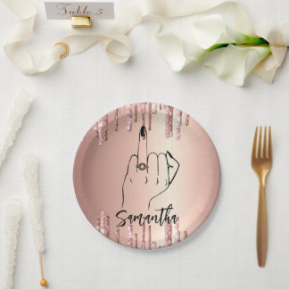 Assiettes En Carton Fête de Bachelorette Drips Pailletés | Fête de Mar