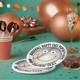 Assiettes En Carton Fête de baseball personnalisée YES BLEUS Joyeux vi