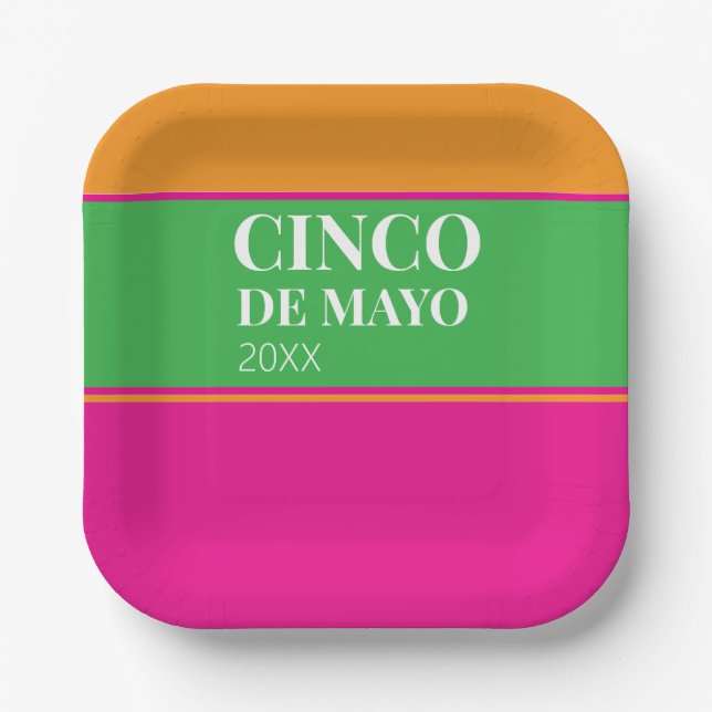 Assiettes En Carton Fête de BBQ Cinco De Mayo (Recto)
