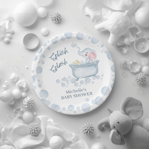 Assiettes En Carton Fête de Bébé Animal Bain Moussant Bleu