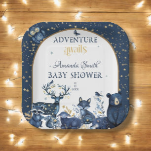 Assiettes En Carton Fête de Bébé Aventure Animaux Mignons Ciel Nocturn