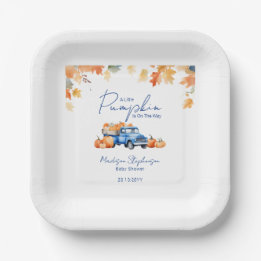 Assiettes En Carton Fête de Bébé Blue Truck & Little Pumpkin on The Wa