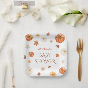Assiettes En Carton Fête de bébé Bohème automne Pumpkin Floral