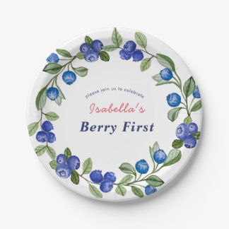 Assiettes En Carton Fête de bébé douce myrtille