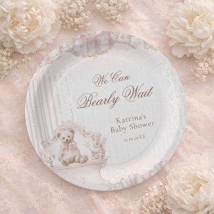 Assiettes En Carton Fête de bébé fille de la nurserie ourson rose
