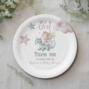 Assiettes En Carton Fête de Bébé Fille Licorne Rose Princesse Rêveuse