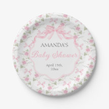 Fête de Bébé Fille Ruban Rose Toile De Jouy