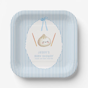 Assiettes En Carton Fête de bébé garçon moderne bleu Asiatique Bao Béb