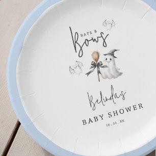 Assiettes En Carton Fête de Bébé Halloween Chauves-Souris et Rubans