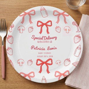 Assiettes En Carton Fête de Bébé Livraison Spéciale Pizza Coquette