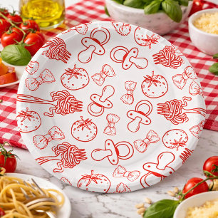 Assiettes En Carton Fête de bébé Pâtes & Tétines dessinées à la main i