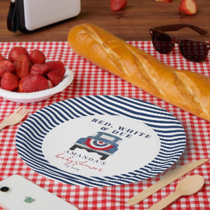 Assiettes En Carton Fête de bébé patriotique Rouge Blanc et À venir 