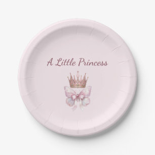Assiettes En Carton Fête de bébé Petite Princesse Papillon Rose & Or
