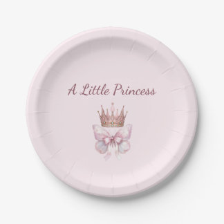 Assiettes En Carton Fête de bébé Petite Princesse Papillon Rose & Or