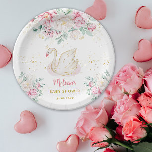 Assiettes En Carton Fête de Bébé Princesse Cygne