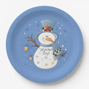 Assiettes En Carton Fête de bonhomme de neige pendant Noël