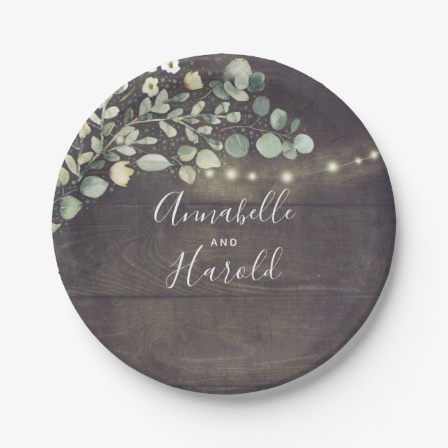 Assiettes En Carton Fête de campagne de verdure rustique (Devant)