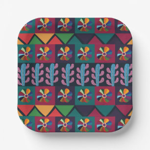 Assiettes En Carton Fête de Cinco De Mayo sur le thème de l'art mexica