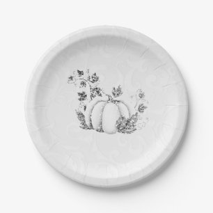 Assiettes En Carton Fête de conte de fée Citrouille Blanche Argenté de