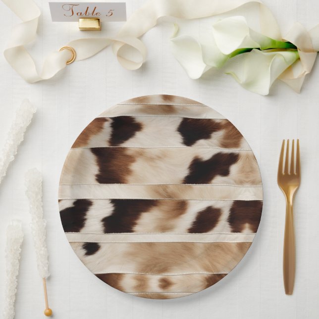 Assiettes En Carton Fête de cowboy de campagne western à motif vache r (Mariage)