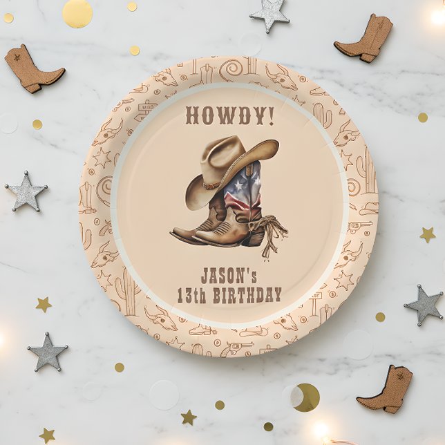 Assiettes En Carton Fête de cowboy Wild West (Créateur téléchargé)