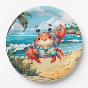 Assiettes En Carton Fête de crabe de plage amusante