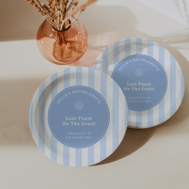 Assiettes En Carton Fête de Dernière Toast sur la Côte Tendance et Mai (Chic paper plates for your "Last Toast On The Coast" Bachelorette Party Weekend)