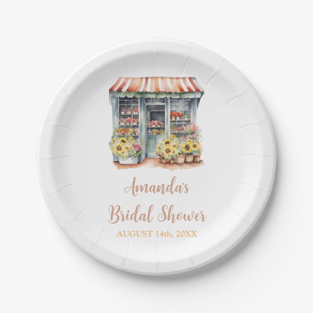 Assiettes En Carton Fête de douches de mariée Tournesols Elle est hors (Devant)