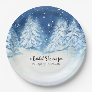 Assiettes En Carton Fête de Fiançailles Arbres sous la neige de la f