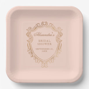 Assiettes En Carton Fête de Fiançailles Élégante aux Pêches