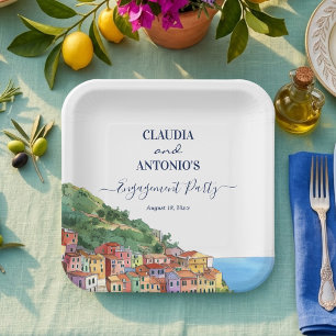 Assiettes En Carton Fête de fiançailles élégante sur la Riviera italie