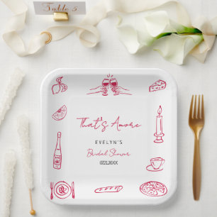 Assiettes En Carton Fête de Fiançailles Fantaisiste aux Dessins à la M