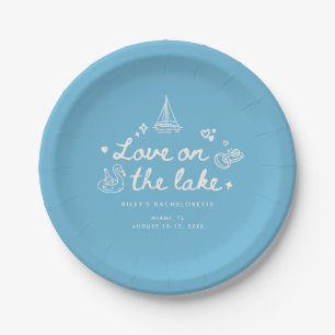 Assiettes En Carton Fête de Fiançailles Moderne au Lac avec Écriture B