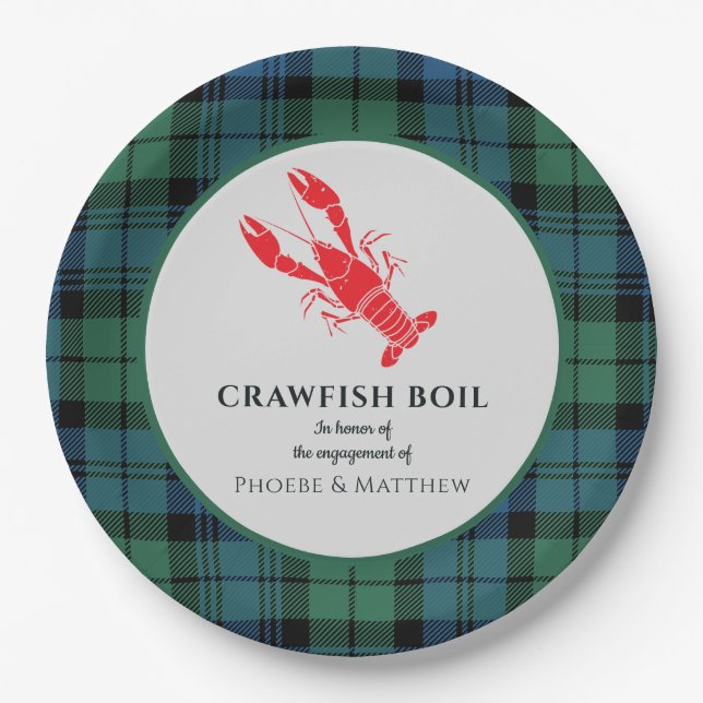 Assiettes En Carton Fête de fiançailles Plaid Tartan Bouillabaisse d'é (Devant)