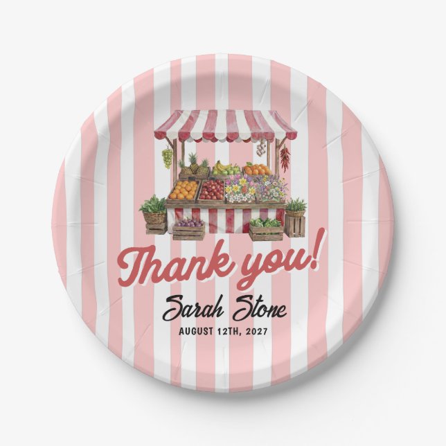 Assiettes En Carton Fête de Fiançailles Rouge Fraîche du Marché (Devant)