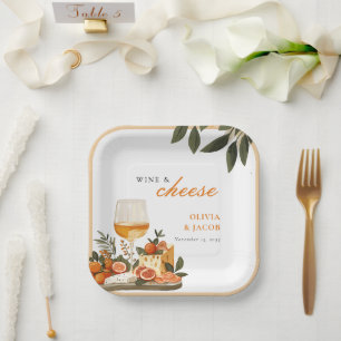 Assiettes En Carton Fête de fiançailles vin et fromage