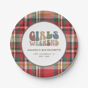 Assiettes En Carton Fête de Fille Plaid Week-end Rétro entre Filles