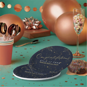 Assiettes En Carton Fête de fin d'études Félicitations Élégant Or et M