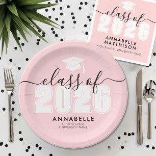 Assiettes En Carton Fête de fin d'études rose