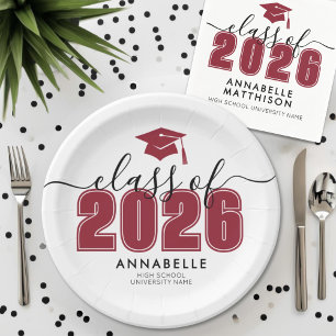 Assiettes En Carton Fête de fin d'études Rouge
